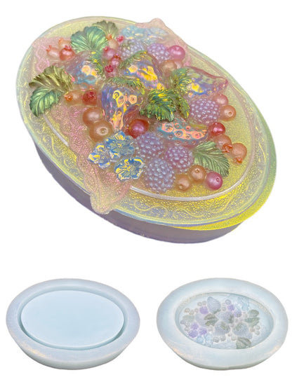 Strawberry Resin Box Molds – Silicone Molds for Epoxy Storage Box with Forest Fruit Design