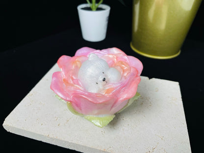 Rose Bear Resin Figurine
