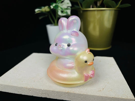 Cute Bunny & Duck Pool Float Resin Figurine