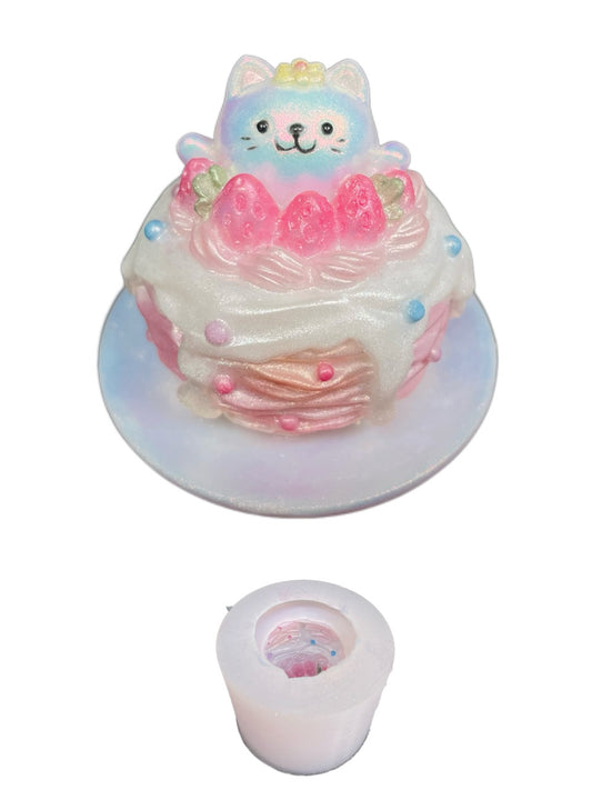 Kawaii Cat Cake Silicone Mold for Resin | Strawberry Dessert Epoxy Mold | Cute DIY Craft Tool